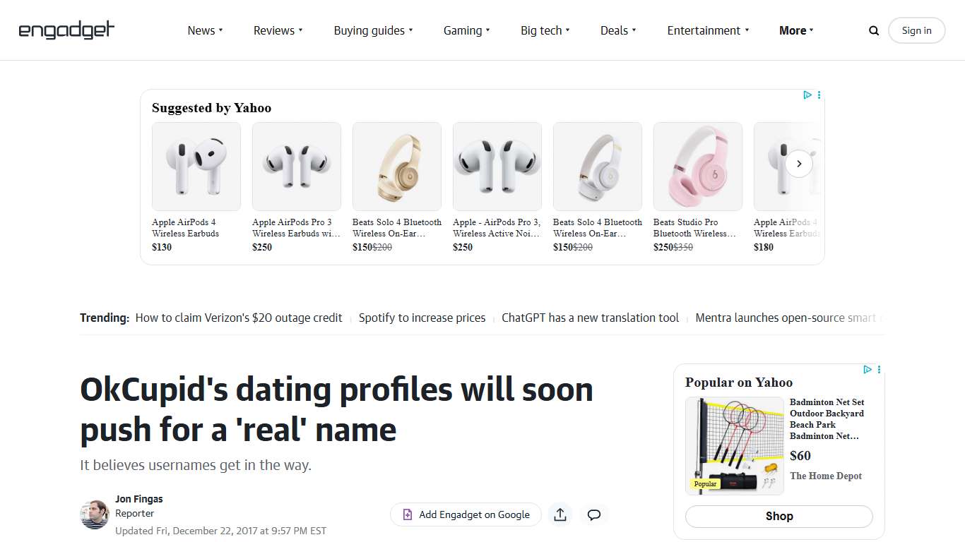 OkCupid's dating profiles will soon push for a 'real' name